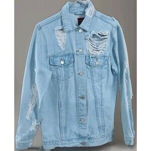 Boom Boom Jeans M Distressed Denim Jacket Y2K Grunge 90s Retro Streetwear